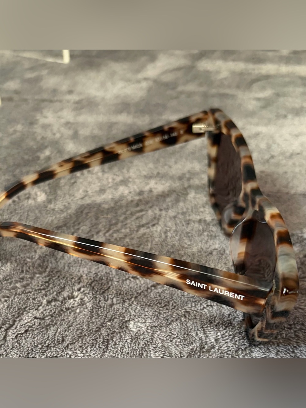 Saint Laurent Tortoiseshell Square-Edge Sunglasses with Brown Lenses - Picture 7 of 13